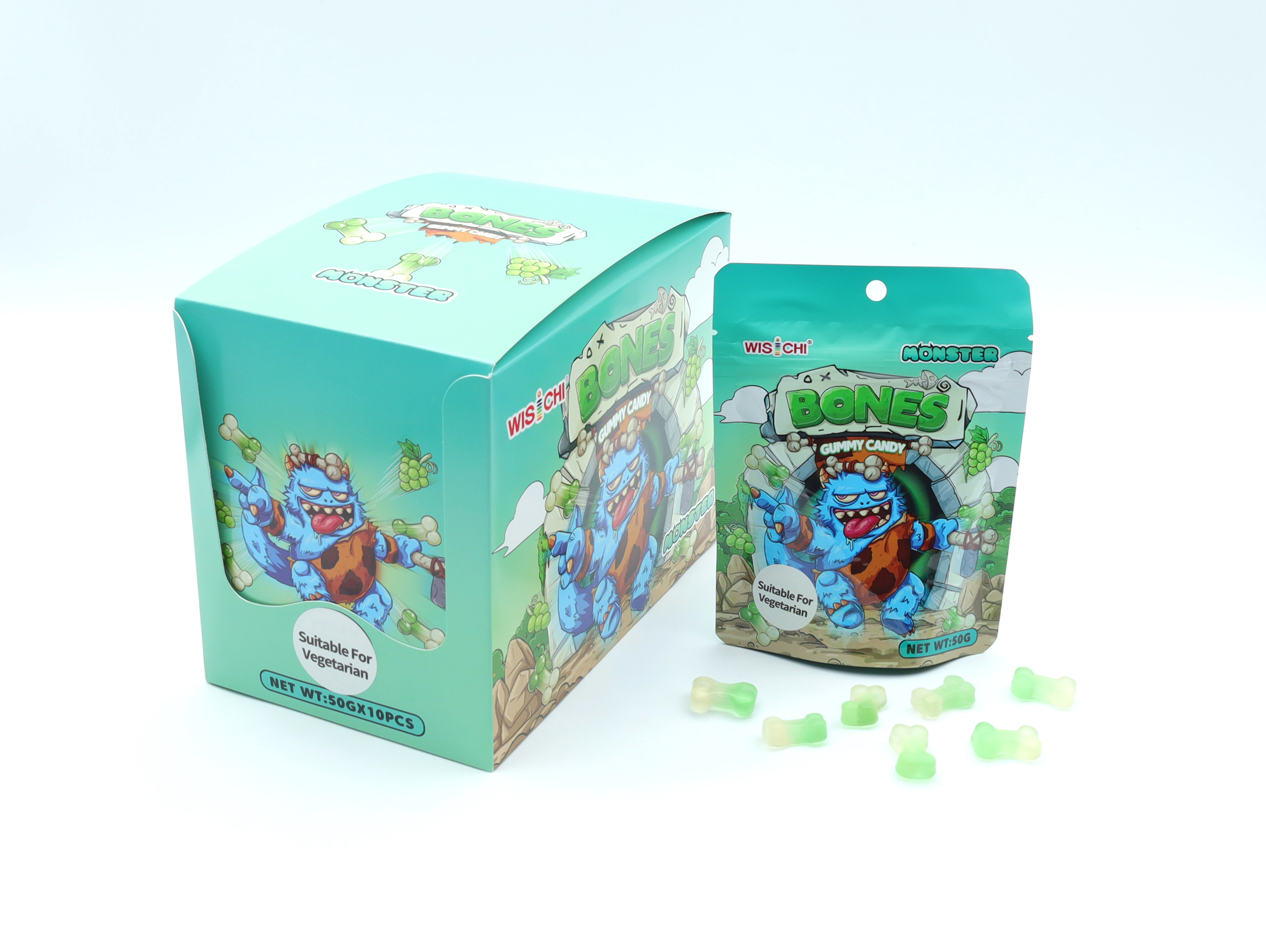 50g Bones Gummy Candy Green Grape